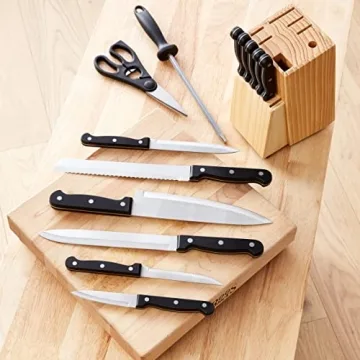 14-Piece Kitchen Knife Set with Pine Wood Block
