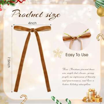 OAOLEER 30pcs Velvet Bows for Christmas Tree, Christmas Wreath Garland Bow Rustic Crafts Present Bow...