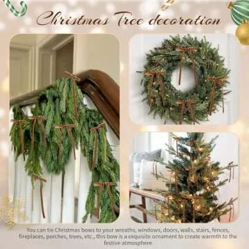 OAOLEER 30pcs Velvet Bows for Christmas Tree, Christmas Wreath Garland Bow Rustic Crafts Present Bows Vintage 3/8inch Velvet Ribbon for Xmas Home Outdoor Indoor (Khaki)