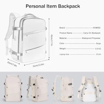 HOMIEE Travel Backpack with USB Port and Organization