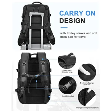 Large Travel Laptop Backpack Expandable Waterproof Carry On