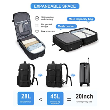 Large Travel Laptop Backpack Expandable Waterproof Carry On