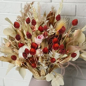 60 Pcs Red Dried Flowers for Weddings and Home Decor