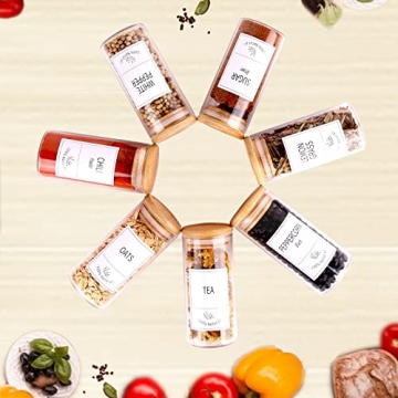 Churboro 24 Glass Spice Jars with Bamboo Lids & Labels