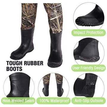 HISEA Kids Chest Waders for Toddler & Children Neoprene Youth Duck Hunting Waders for Kids Boys Girls with Insulated Boots