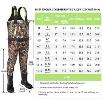 HISEA Kids Chest Waders for Toddler & Children Neoprene Youth Duck Hunting Waders for Kids Boys Girls with Insulated Boots