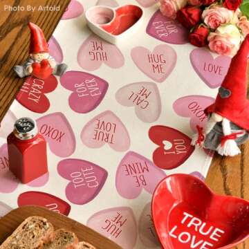Artoid Mode Pink Heart Table Runner for Valentine's Day