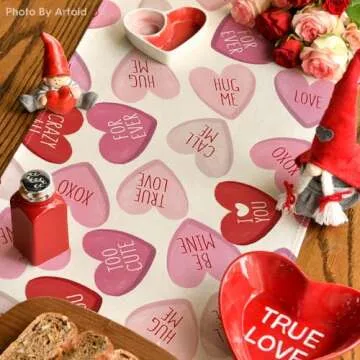 Artoid Mode Pink Heart Table Runner for Valentine's Day