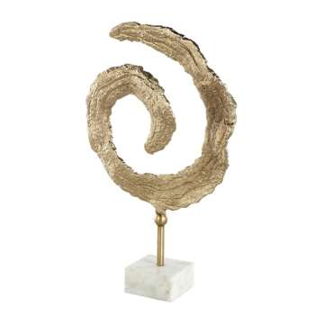 Deco 79 Aluminum Metal Abstract Decorative Sculpture Textured Spiral Home Decor Statue with Marble B...