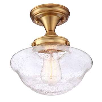 Design House 588491 Schoolhouse Semi Flush Mount Modern Vintage Farmhouse Indoor Dimmable Ceiling Li...