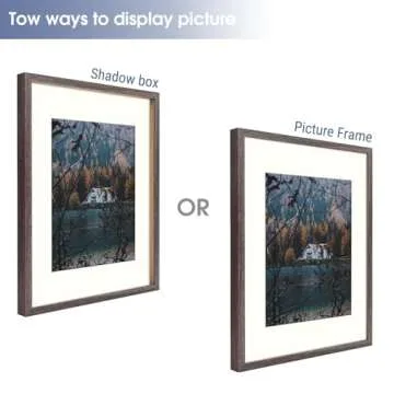 Frametory, 16x20 Picture Frame with Mat for 11x14 Picture- - Country Rustic Style - High Definition Glass Wide Molding - Preinstalled Wall Mounting Hardware (Rustic Brown, 1 Pack)