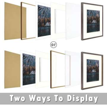 Frametory, 16x20 Picture Frame with Mat for 11x14 Picture- - Country Rustic Style - High Definition Glass Wide Molding - Preinstalled Wall Mounting Hardware (Rustic Brown, 1 Pack)