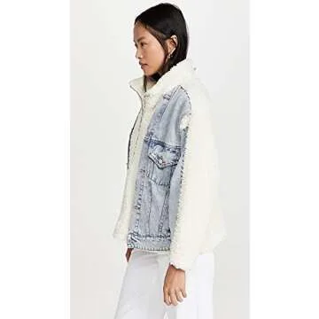 Stylish [BLANKNYC] Women's Bear Hug Denim Sherpa Jacket