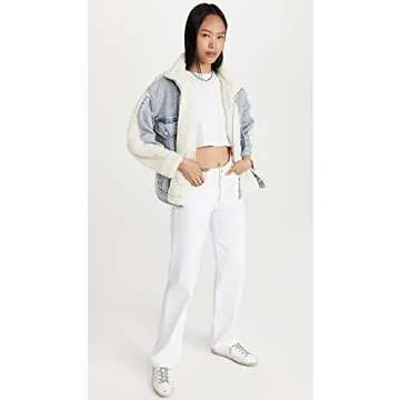 Stylish [BLANKNYC] Women's Bear Hug Denim Sherpa Jacket