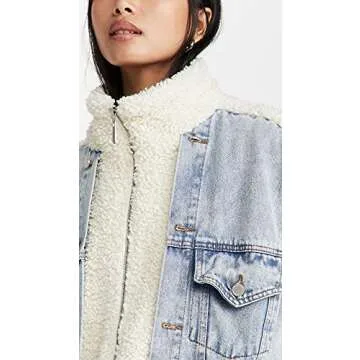 Stylish [BLANKNYC] Women's Bear Hug Denim Sherpa Jacket