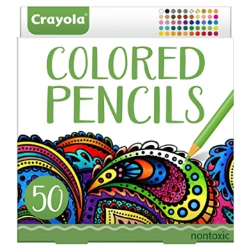 Crayola Colored Pencils for Adults (50ct) - Vibrant Coloring Set for Stress Relief and Creativity
