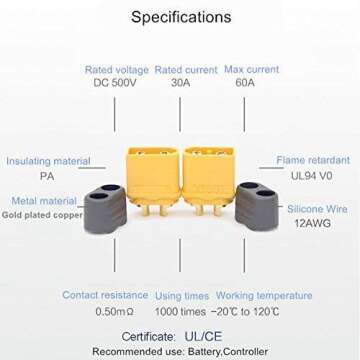 MCIGICM 10 Pair XT60H (XT60 Upgrade) Male Female Bullet Connectors Plugs