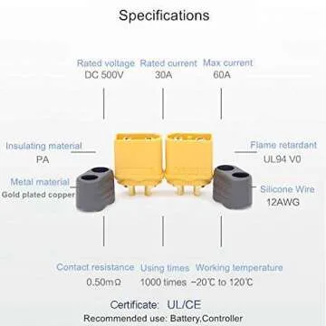MCIGICM 10 Pair XT60H (XT60 Upgrade) Male Female Bullet Connectors Plugs