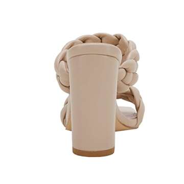 VETASTE Women's Braided Heeled Sandals Square Open Toe Backless Block Heel Strappy Casual Sandals