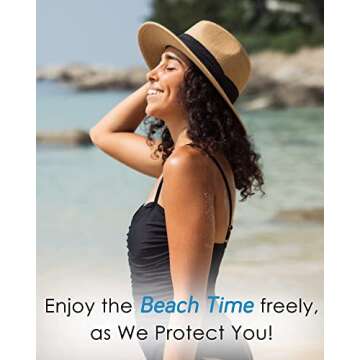 FURTALK Panama Hat Sun Hats for Women Men Wide Brim Fedora Straw Beach Hat UV UPF 80+