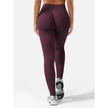 YEOREO Eileen Hidden Scrunch Butt Workout Leggings for Women Lifting Seamless Mid Low Waist 25" Gym Fitness Yoga Pants with Tummy Control Dark Cherry-M