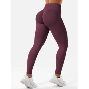 YEOREO Eileen Hidden Scrunch Butt Workout Leggings for Women Lifting Seamless Mid Low Waist 25" Gym Fitness Yoga Pants with Tummy Control Dark Cherry-M