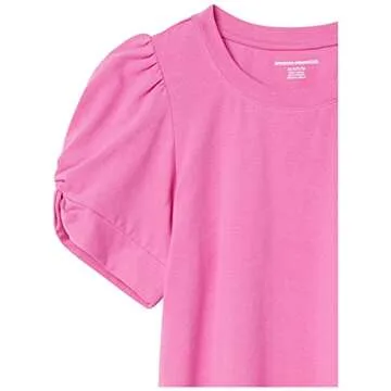 Amazon Essentials Women's Classic-Fit Twist Sleeve Crewneck T-Shirt, Bright Pink, Medium
