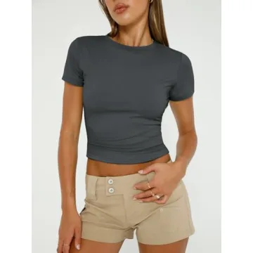 Trendy Queen Women's Y2k Crop Tops Soft Stylish Summer Tees