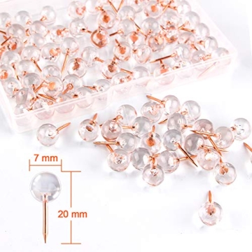 Yalis Push Pins 100-Count Rose Gold Map Tacks for All Events
