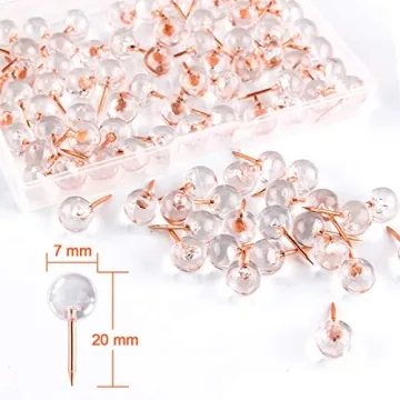 Yalis Push Pins 100-Count Rose Gold Map Tacks for All Events
