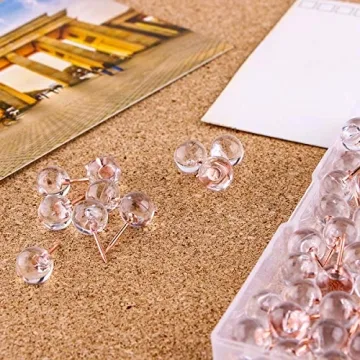 Yalis Push Pins 100-Count Rose Gold Map Tacks for All Events