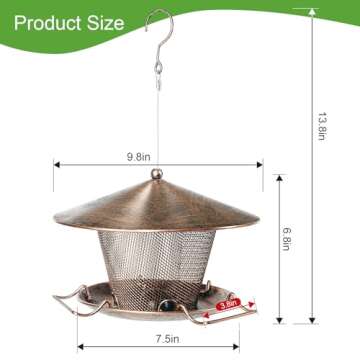 Samhe Bird Feeder for Outdoor Squirrel Proof Weatherproof All Metal Hanging Wild Bird Feeder with 9....