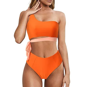 MOOSLOVER One Shoulder High Waisted Bikini Set - Trendy & Comfortable Two-Piece Swimwear