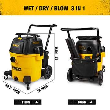DEWALT DXV14P Shop Vacuum Wet/Dry 14 Gallon, 6 HP Wet/Dry Vac with 110 CFM Powerful Scution, Yellow