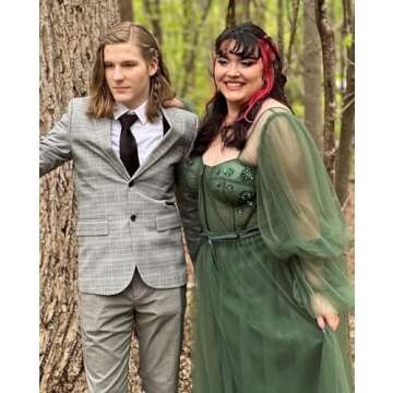 Elegant Puffy Sleeve Tulle Prom Dress with Custom Sizes