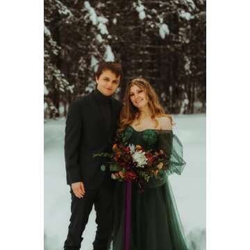 Elegant Puffy Sleeve Tulle Prom Dress with Custom Sizes