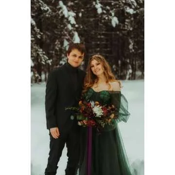 Elegant Puffy Sleeve Tulle Prom Dress with Custom Sizes