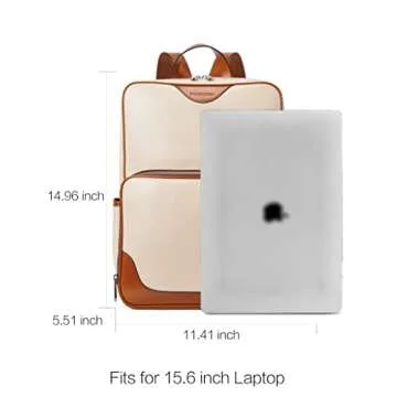 BOSTANTEN Genuine Leather 15.6 inch Laptop Backpack for Women Computer Bag College Casual Backpack