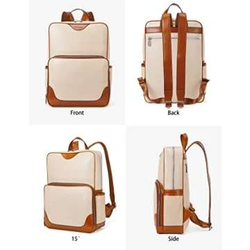 BOSTANTEN Genuine Leather 15.6 inch Laptop Backpack for Women Computer Bag College Casual Backpack