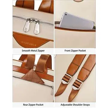 BOSTANTEN Genuine Leather 15.6 inch Laptop Backpack for Women Computer Bag College Casual Backpack