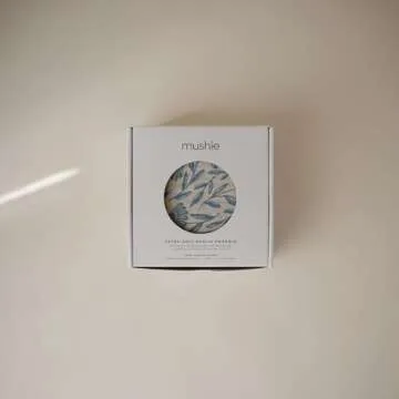 mushie Muslin Baby Swaddle Blanket | 100% Organic Cotton (Blue Flowers)