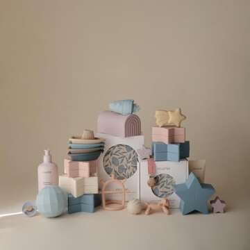 Mushie Muslin Baby Swaddle Blanket in Blue Flowers