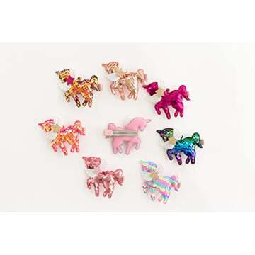 Summer Crystal 4Pcs Sequins Unicorn Hair Clips For Girls - Stylish Hair Accessory for Birthdays, Daily Wear, Holidays, and Parties (4Pcs Sequins BCGM)