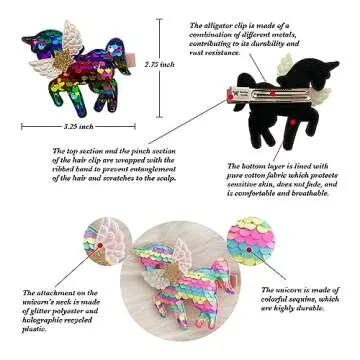 Summer Crystal 4Pcs Sequins Unicorn Hair Clips For Girls - Stylish Hair Accessory for Birthdays, Daily Wear, Holidays, and Parties (4Pcs Sequins BCGM)