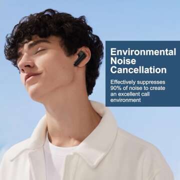 Blackview Wireless Earbuds,Bluetooth Headphones, AirBuds 7 Ear Buds Bluetooth 5.3 Deep Bass Noise Cancelling Earphones,IP7 Waterproof,LED Display 40H Playtime for Laptop Pad Phone Sports Workout Black