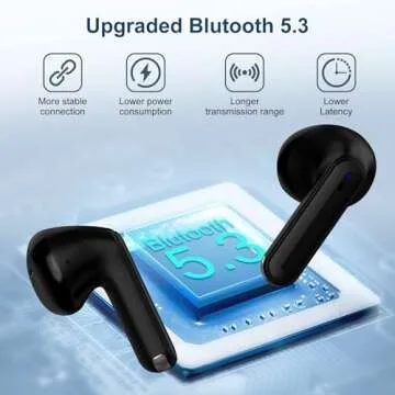 Blackview Wireless Earbuds,Bluetooth Headphones, AirBuds 7 Ear Buds Bluetooth 5.3 Deep Bass Noise Cancelling Earphones,IP7 Waterproof,LED Display 40H Playtime for Laptop Pad Phone Sports Workout Black