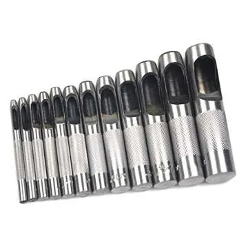 OWDEN 12Piece Leather Hole Punch Set with a Free Cutting mat,Leather Tool,Leather Hollow Punch Set, Round Hole Punch Set,Cut Leather Rubber Paper Soft Material