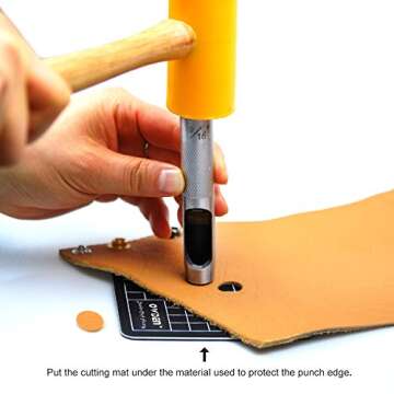 OWDEN 12Piece Leather Hole Punch Set with a Free Cutting mat,Leather Tool,Leather Hollow Punch Set, Round Hole Punch Set,Cut Leather Rubber Paper Soft Material