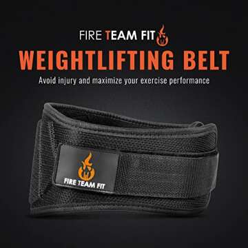 Fire Team Fit Weight Lifting Belt for Men and Women, 6 Inch, Bodybuilding & Fitness Back Support for...
