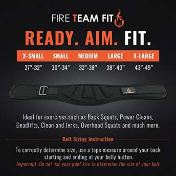 Fire Team Fit Weight Lifting Belt for Men and Women, 6 Inch, Bodybuilding & Fitness Back Support for Cross Training Workout, Squats, Lunges, and Deadlift… (27" - 32" Around Navel, X-Small, Black)